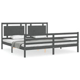 Bed Frame without Mattress Grey 200x200 cm Solid Wood 3194073