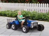 Ride On Tractor, Battery Powered Electric Car, with Detachable Trailer, Remote Control, Music - Blue T3398P348359
