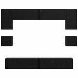 TV Cabinet Set 8 pcs Black Oak Engineered Wood 3393322