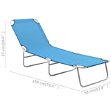Sun Lounger Turquoise Blue Oxford fabric, Powder-coated steel 310329