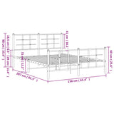 Metal Bed Frame without Mattress with Footboard White 150x200cm 355630