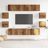 ZNTS Wall Mounted TV cabinets 8 pcs Old Wood Engineered Wood 3328949