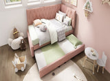 Upholstered Bed Daybed with Pull-Out Bed, 3FT Single Sofa Bed 90 x 190 cm, Ottoman Bed Trundle Beds N601P377081P