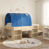 Bed with Tunnel 3 pcs Sonoma and Blue Engineered Wood 3423589