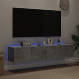 TV Wall Cabinets with LED Lights 2 pcs Concrete Grey 80x35x31 cm 837288