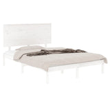 Bed Frame White Solid pine wood, Plywood Double Bed Frame 3104784