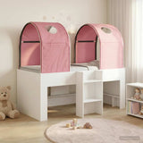 Bed with Tunnel 4 pcs White and Pink Engineered Wood 3423488