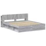 Bed Frame with Storage Grey Sonoma 200 x 200 cm Engineered Wood 3433418