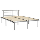 Bed Frame Grey Powder-coated metal, plywood Double Durable 324831