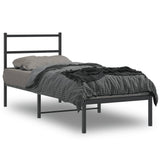 Metal Bed Frame without Mattress with Headboard Black 75x190cm 355355