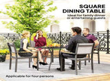 94 x 94 cm Garden Table with Parasol Hole, Outdoor Dining Garden Table for Four with Slatted Metal T3398P317602