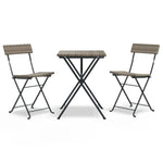 ZNTS 3 Piece Folding Bistro Set Grey Poly Rattan 319991