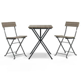 ZNTS 3 Piece Folding Bistro Set Grey Poly Rattan 319991