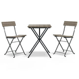 3 Piece Folding Bistro Set Grey Poly Rattan 319991