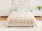 Anti-Slip Faux Rabbit Fur Blanket Olite Beige 130 x 150 cm 42021785