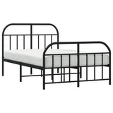 Bed Frame Black Powder-Coated Steel 120x190 cm Bed Frame 353650