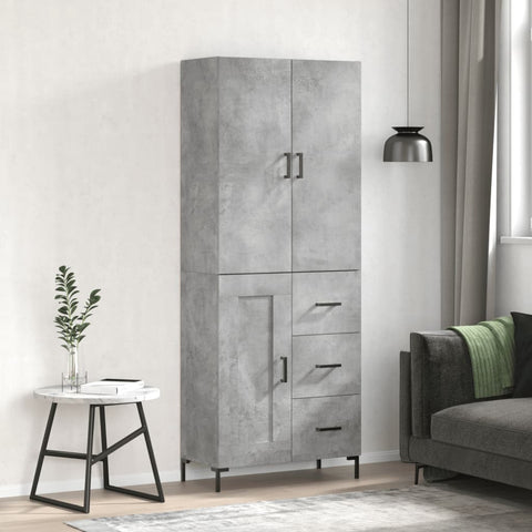 Highboard Concrete Grey 69.5x34x180 cm Engineered Wood 3196015