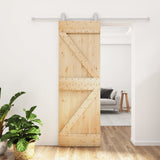 Sliding Door with Hardware Set 70x210 cm Solid Wood Pine 3203098