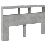 Headboard Cabinet with LED Concrete Grey 160x17x102 cm 839206