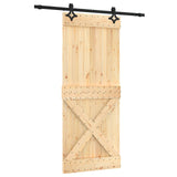 Sliding Door Natural and Black 85 x 210 cm Solid Pine Wood 3445056