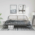 Metal Bed Frame without Mattress with Footboard Black 193x203cm 353659