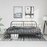 Metal Bed Frame without Mattress with Footboard Black 193x203cm 353659