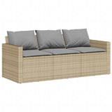 2 Piece Garden Dining Set with Cushions Beige Poly Rattan 366333