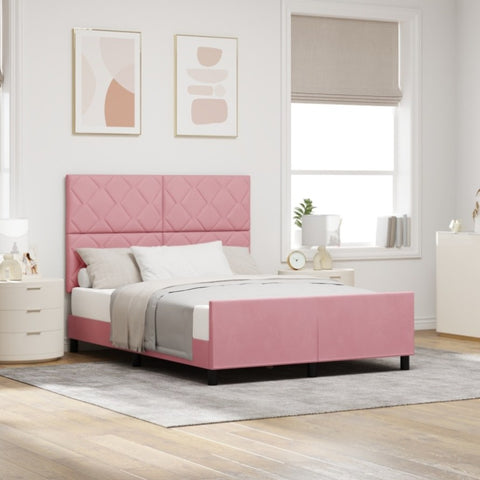 ZNTS Bed Frame Pink 140x190 cm Velvet 3345010