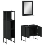 3 Piece Bathroom Cabinet Set Black Engineered Wood 3214344