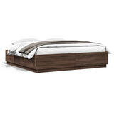 Bed Frame with LED without Mattress Brown Oak 200x200 cm 3209589