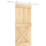 Sliding Door with Hardware Set 90x210 cm Solid Wood Pine 3203194