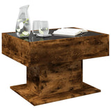 Coffee Table with LED Smoked Oak 70x50x45 cm Engineered Wood 847536