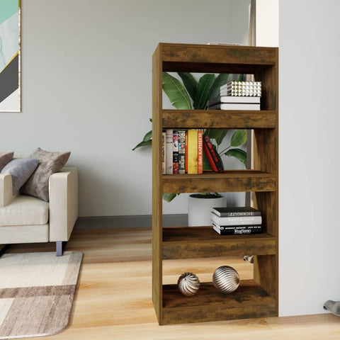 Book Cabinet/Room Divider Smoked Oak 60x30x135 cm Engineered Wood 813605