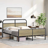 Metal Bed Frame without Mattress Sonoma Oak 150x200 cm King Size 3318693