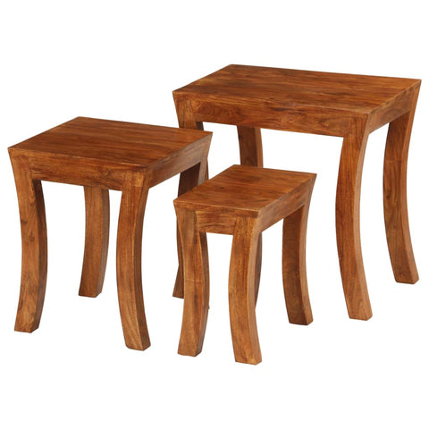 Nesting Table Set 3 Pieces Solid Acacia Wood 50x35x50 cm Brown 246101