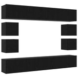 TV Cabinet Set 8 pcs Black Oak Engineered Wood 3332532