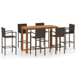 ZNTS 7 Piece Garden Bar Set Brown 3068016