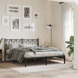 Metal Bed Frame without Mattress with Headboard Black 150x200cm 376130