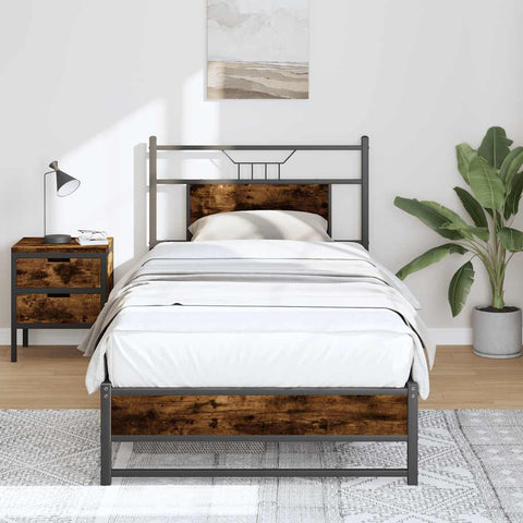Bed Frame without Mattress Smoked Oak 90x200 cm Engineered Wood 4106901
