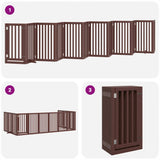 Dog Gate with Door Foldable 12 Panels Brown 600 cm Poplar Wood 3155663