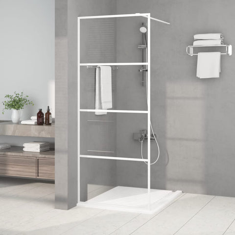 Walk-in Shower Wall White 80x195 cm Clear ESG Glass 152140