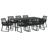 Garden Dining Set 9 pcs Black Powder-Coated Steel 3379316