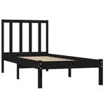 ZNTS Bed Frame without Mattress Black Solid Wood Pine 90x190 cm Single Single 3105105
