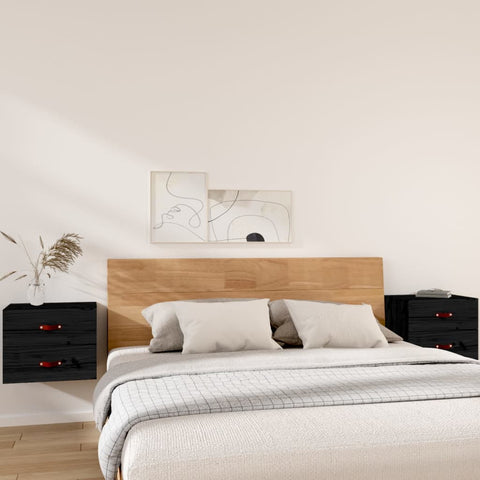ZNTS Wall-mounted Bedside Cabinets 2 pcs Black 50x36x40 cm 820985