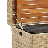 Storage Bench Mix Beige 100x50x52 cm Poly Rattan and Acacia Wood 365951