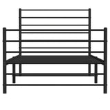 Metal Bed Frame without Mattress with Footboard Black 90x190cm 352329