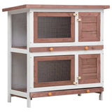 170835 Outdoor Rabbit Hutch 4 Doors Brown Wood