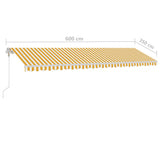 Manual Retractable Awning with LED 600x350 cm Yellow and White 3069683