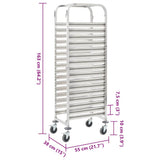 Kitchen Trolley for 16 Trays 38x55x163 cm Stainless Steel 50920