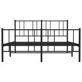 Metal Bed Frame without Mattress with Footboard Black 140x190cm 352498